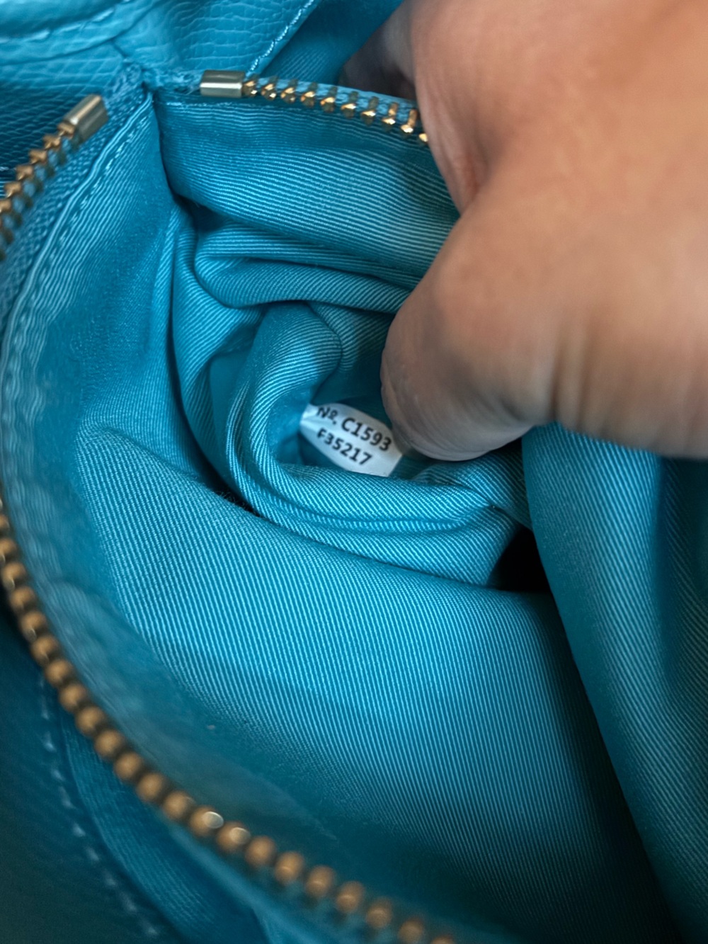 Coach Margot Studded Carryall Crossbody Aqua Blue Pebbled Leather Silver Rivets - Picture 16 of 16